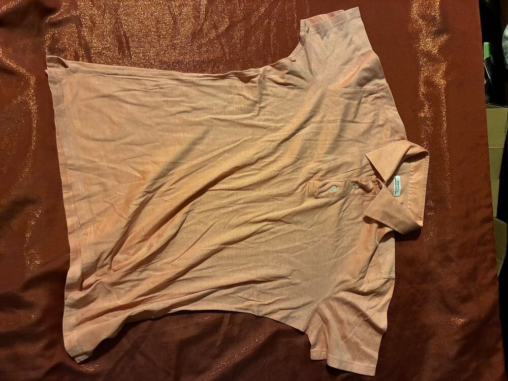 FRAY Polo Shirt Womens Collared Short Sleeve Peach Boutique Stanley Korshak